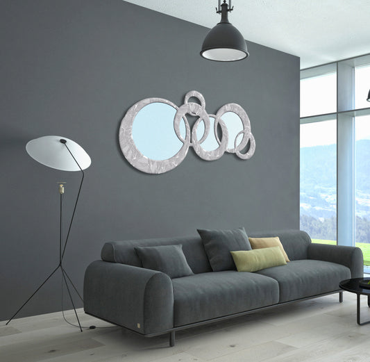Specchiera Circles Foglie White&White