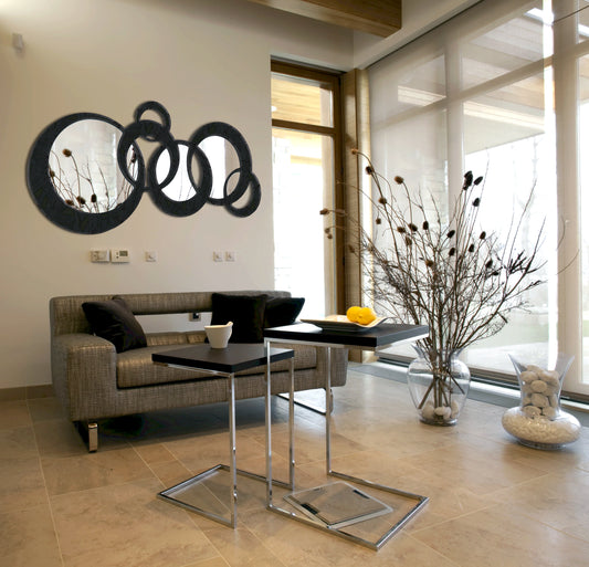 Specchiera Circles Foglie Black&Black