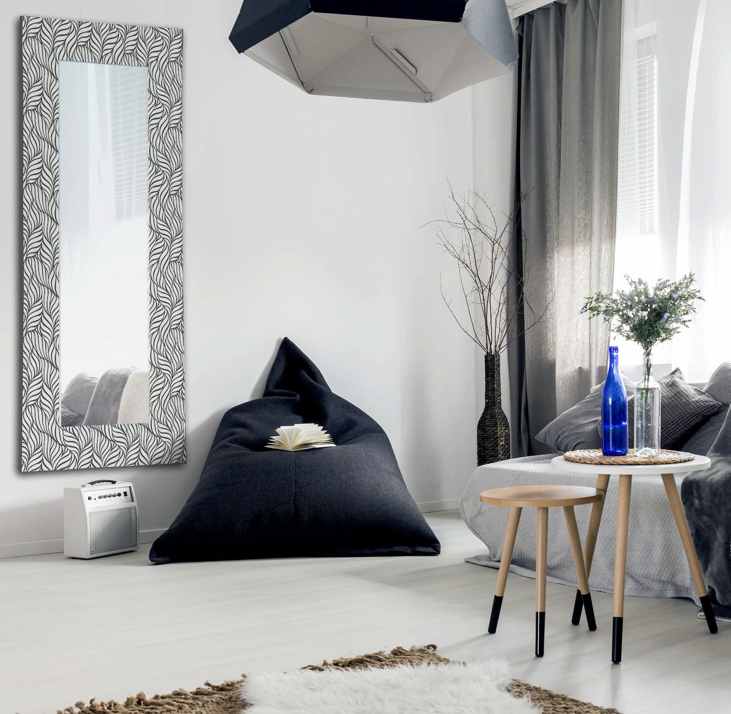 Specchiera Mirror Petali Grey&White