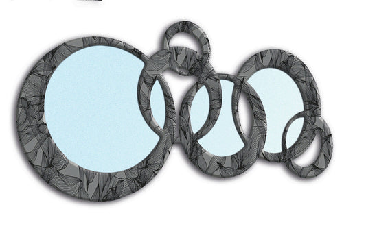 Specchiera Circles Foglie Grey&Black