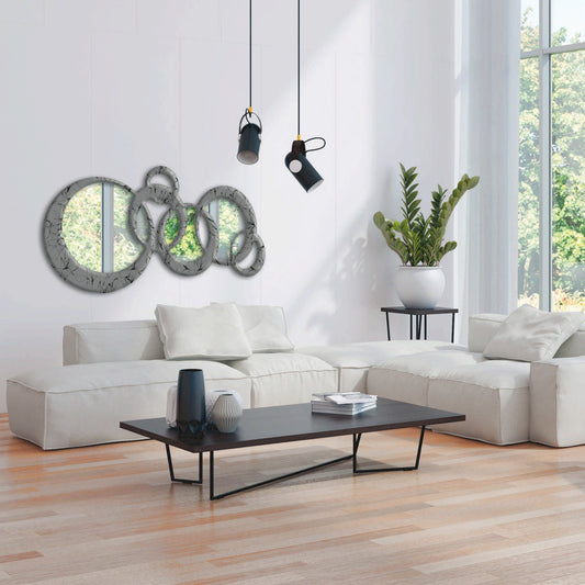 Specchiera Circles Foglie Grey&Black